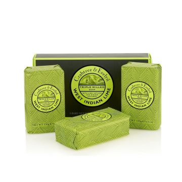 Set 3 sapunuri energizante Crabtree & Evelyn, West Indian Lime, 3 x 150 g