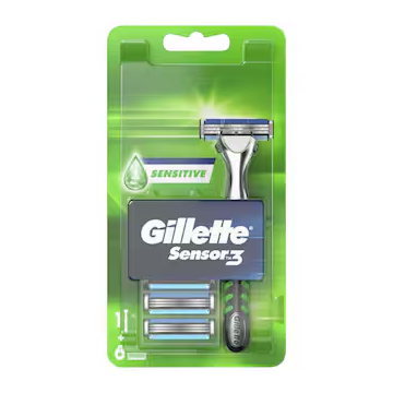 Set aparat de ras Sensor 3 + Rezerve Sensitive 6 bucati, Gillette