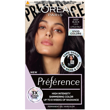 Vopsea de par permanenta cu amoniac Preference Vivid Colours 2.013 Deep Black, 204ml, L'Oreal Paris