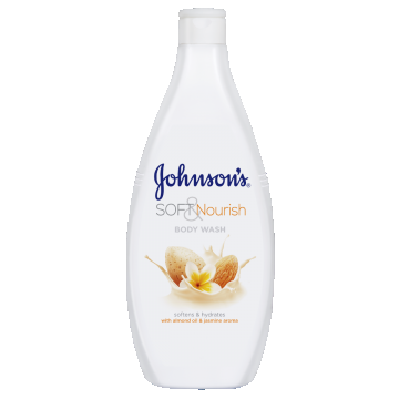 Gel de dus cu ulei de migdale si aroma de iasomie Soft & Nourish, 750ml, Johnson&Johson