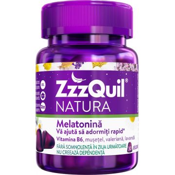 Melatonina Vitamina B6 Valeriana si Lavanda Natura, 30 jeleuri, ZzzQuil