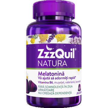 Melatonina Vitamina B6 Valeriana si Lavanda Natura, 60 jeleuri, ZzzQuil