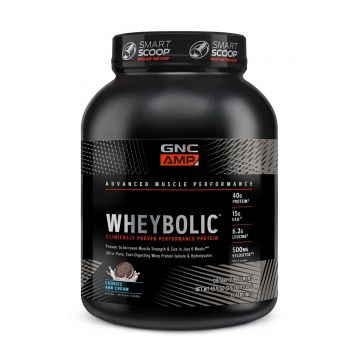 Proteina din zer cu aroma de biscuiti si crema AMP Wheybolic, 1300g, GNC