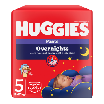 Scutece chilotel de noapte Overnights, Nr.5, 12-17 kg, 24 bucati, Huggies