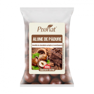 Alune de padure invelite in ciocolata cu lapte si scortisoara, 100g, Pronat