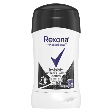 Deodorant stick Invisible Black + White, 40ml, Rexona