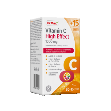 Dr.Max Vitamina C High Effect 1000mg, 30+15 comprimate masticabile