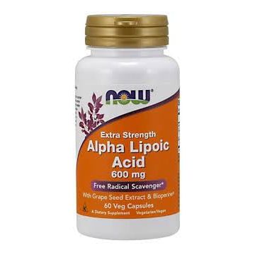 Now Alpha Lipoic Acid with Grape Seed Extract Bioperine 600mg 60 vcaps