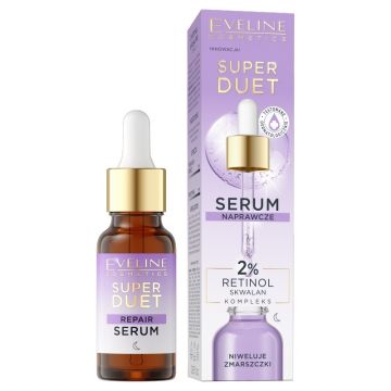 Ser reparator pentru fata Eveline Cosmetics Super Duet cu retinol, 18 ml