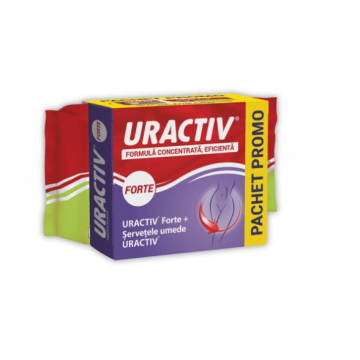 Uractiv Forte 20 capsule + Uractiv Servetele umede intime Cadou