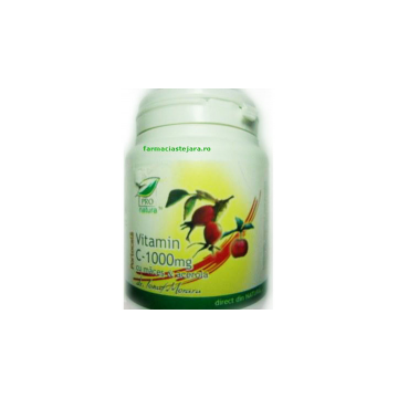 Vitamina c 1000 mg macese si acerola cu aroma portocale 100cps PRO NATURA