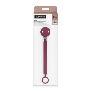 Lantisor din silicon cu clips pentru suzeta Wonder, Magenta, 1 bucata, Suavinex