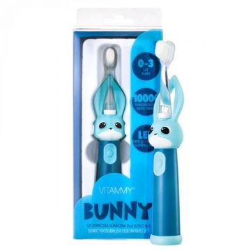 Periuta de dinti electrica Vitammy Bunny, pentru copii 0-3 ani, roz/ albastru - Albastru