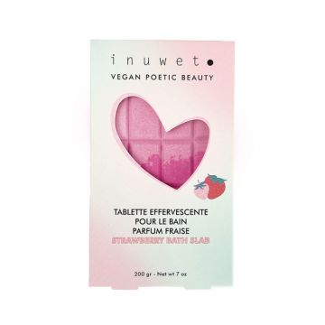 Tableta efervescenta pentru baie in forma de ciocolata cu parfum de capsuni, 200g, Inuwet