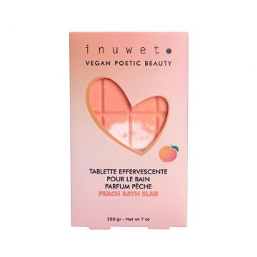 Tableta efervescenta pentru baie in forma de ciocolata, cu parfum de piersica, 200g, Inuwet