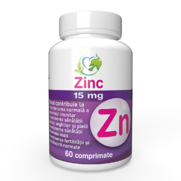 Zinc, 15 mg, 60 comprimate, Justin Pharma