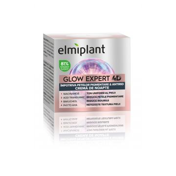 Crema de noapte impotriva petelor pigmentare si antirid Glow Expert 4D, 50ml, Elmiplant