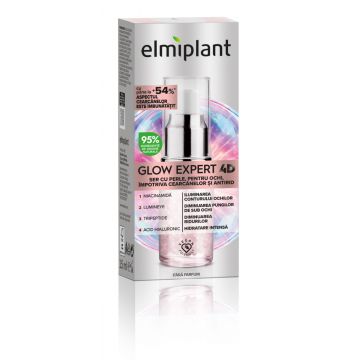 Ser cu perle pentru ochi impotriva cearcanelor si antirid Glow Expert 4D, 15ml, Elmiplant