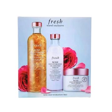 Set Fresh Hydra Rose, Tonic pentru hidratare profunda cu trandafir, 100 ml + Ser infuzat cu ulei de hidratare profunda de trandafir 100 ml + Crema hidratanta profunda cu trandafir 15 ml (Gramaj: 100 ml)