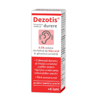 Dezotis Durere solutie auriculara cu lidocaina 0.5% 7g