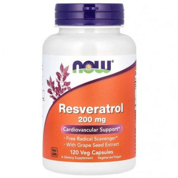 Now Resveratrol with Grape Seed Extract 200 mg 120 vcaps