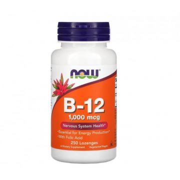 Now Vitamin B-12 with Folic Acid 1000 mcg 250 lozenges