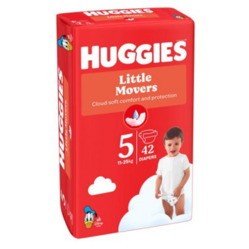 Scutece Little Movers, Nr.5, 11-25 kg, 42 bucati, Huggies