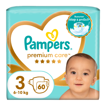 Scutece Premium Care, marimea 3, 5-9kg, 60 bucati, Pampers