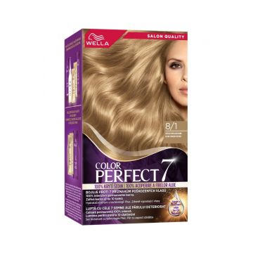 Vopsea de par permanenta Blond Cenusiu Deschis 8/1 Color Perfect, 135ml, Wella