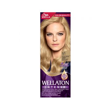 Vopsea de par permanenta Blond Cenusiu Luminos 9.1 Wellaton, 110ml, Wella