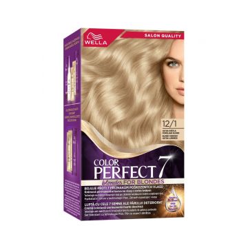 Vopsea de par permanenta Blond Cenusiu Ultra Luminos 12/1 Color Perfect, 135ml, Wella