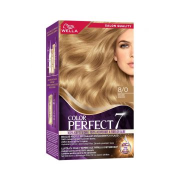 Vopsea de par permanenta Blond Deschis 8/0 Color Perfect, 135ml, Wella