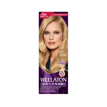 Vopsea de par permanenta Blond Deschis 8.0 Wellaton, 110ml, Wella