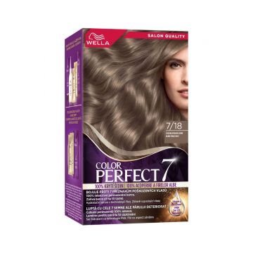 Vopsea de par permanenta Blond Perlat Rece 7/18 Color Perfect, 135ml, Wella