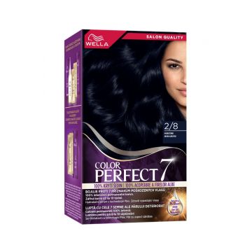 Vopsea de par permanenta Negru Albastrui 2/8 Color Perfect, 135ml, Wella