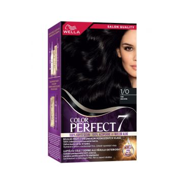 Vopsea de par permanenta Negru Intens 1/0 Color Perfect, 135ml, Wella