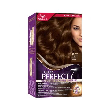 Vopsea de par permanenta Saten Deschis 5/0 Color Perfect, 135ml, Wella