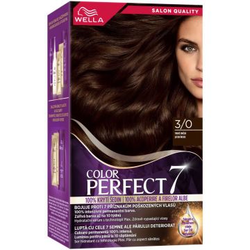 Vopsea de par permanenta Saten Inchis 3/0 Color Perfect, 135ml, Wella