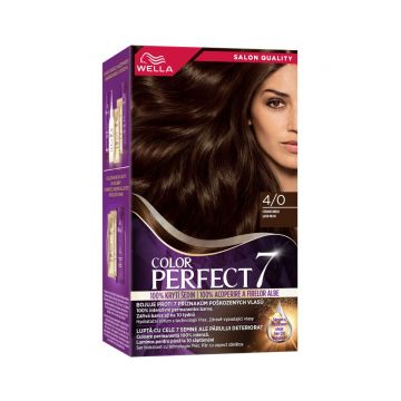 Vopsea de par permanenta Saten Mediu 4/0 Color Perfect, 135ml, Wella