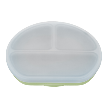 Farfurie din silicon cu capac, 6 luni+, Raw Green, Appekids