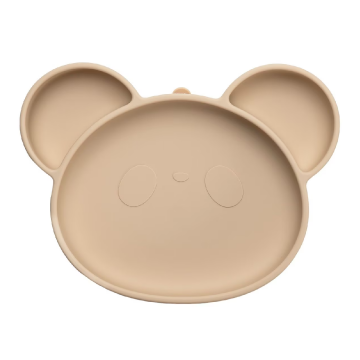 Farfurie din silicon cu ventuza Panda, 6 luni+, Bubble Beige, Appekids