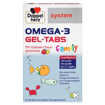 Omega 3 Gel Tabs Family, 60 comprimate masticabile, Doppelherz