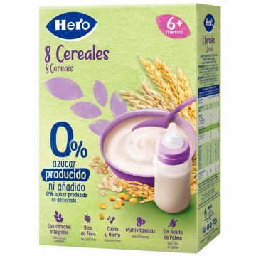 Pudra instant cu 8 cereale +6 luni, 340g, Hero Baby