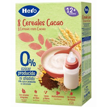 Pudra instant cu 8 cereale cu cacao +12 luni, 340g, Hero Baby