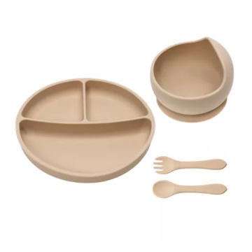 Set pentru diversificare din silicon Basic, 6 luni+, Bubble Beige, Appekids