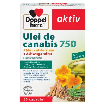 Ulei de Canabis 750 + Mac californian + Ashwagandha, 30 capsule, Doppelherz