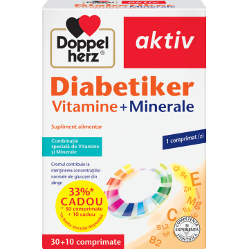 Vitamine si minerale Diabetiker Aktiv, 30 + 10 comprimate, Doppelherz