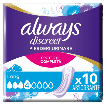 Absorbante pentru incontinenta urinara Discreet Long, 10bucati, Always