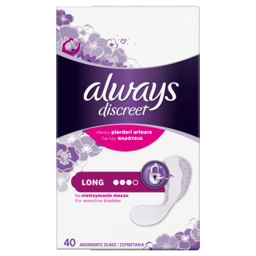 Absorbante pentru incontinenta urinara Discreet Long, 40 bucati, Always