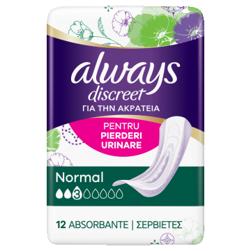 Absorbante pentru incontinenta urinara Discreet Normal, 12 bucati, Always